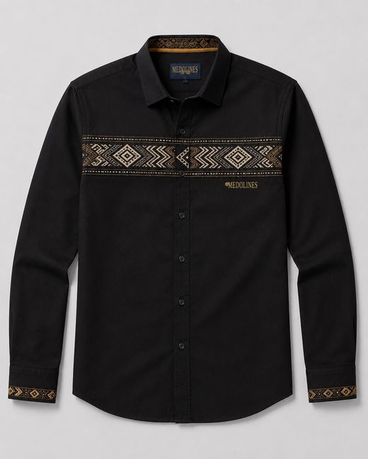 Men's Heritage Chest-Band Shirt in onyx and gold