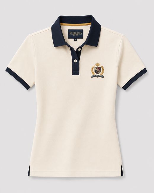Women's Crest Polo in heritage ivory